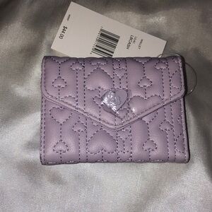 Luv Betsey Betsey Johnson Bifold Wallet Color Lilac Quilted Hearts NWT